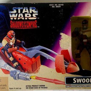 STAR WARS SHADOWS OF THE EMPIRE VEHICLE WITH TORPEDO & SWOOP TROOPER FIGURE 1996